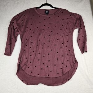 NWT Bobeau Marsala Flocked 3/4 Sleeve Scoop Neck Tunic Tee Size L - Star Shirt
